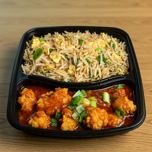 Chilli Chicken with Fried Rice.